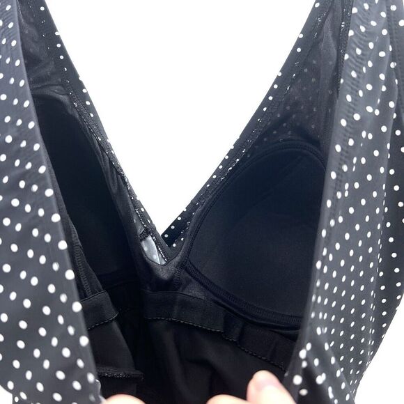 Miraclesuit Black White Polka Dot Tummy Control Slimming One Piece Swim Suit - Picture 5 of 7